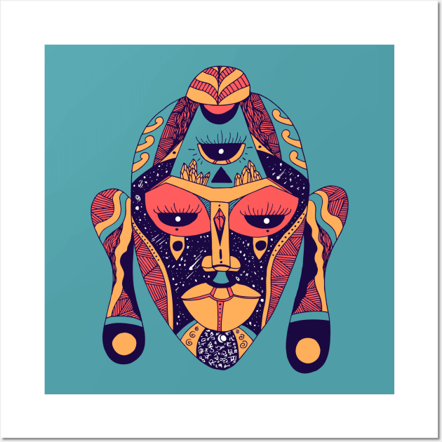 Retro Triad African Mask 7 Wall Art by kenallouis